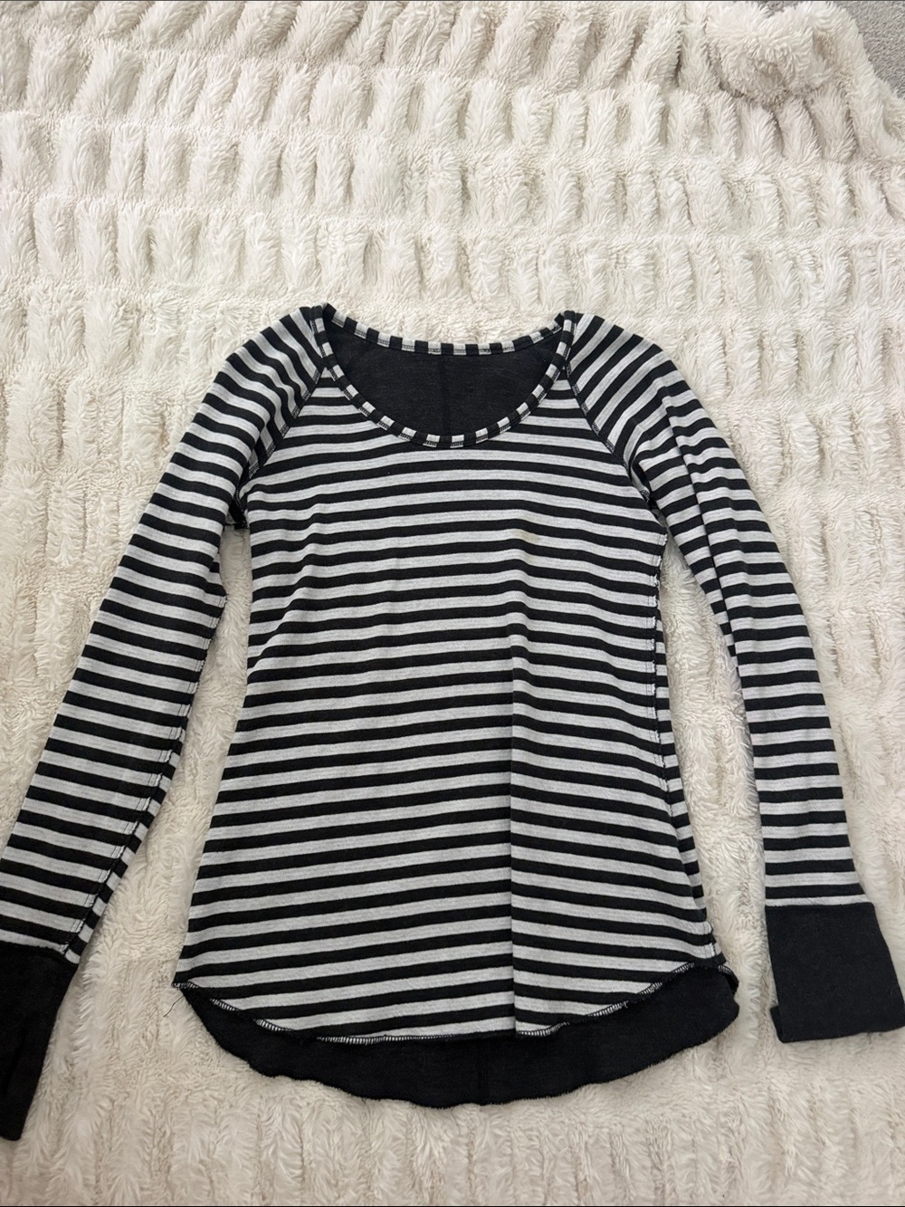 lululemon athletica Black & White Striped Long-Sleeve Scoop Top
